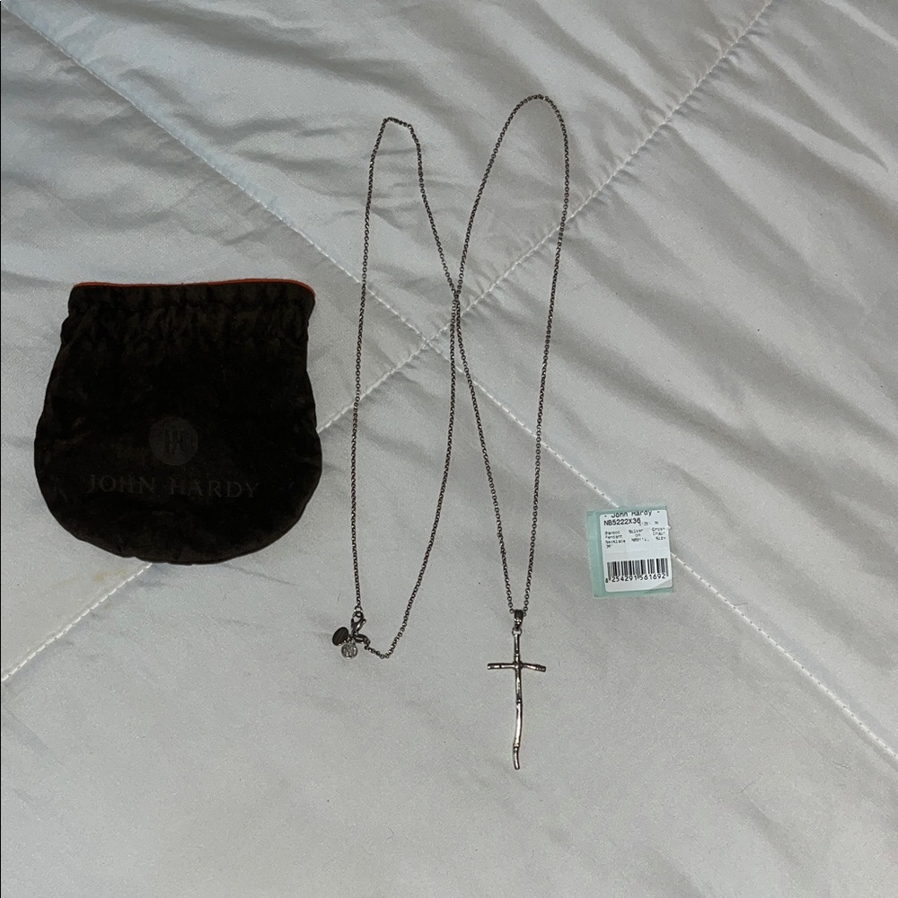 John Hardy Bamboo Silver Cross Pendant Necklace 36 in discontinued.
